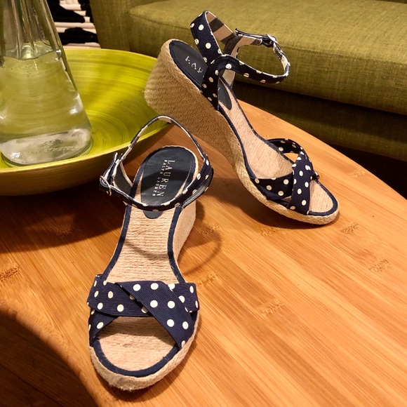 Ralph Lauren Cheryl Dotty Espadrilles  Navy Size 7 - Picture 3 of 7